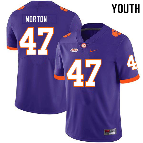 Youth #47 Hogan Morton Clemson Tigers College Football Jerseys Sale-Purple - Click Image to Close